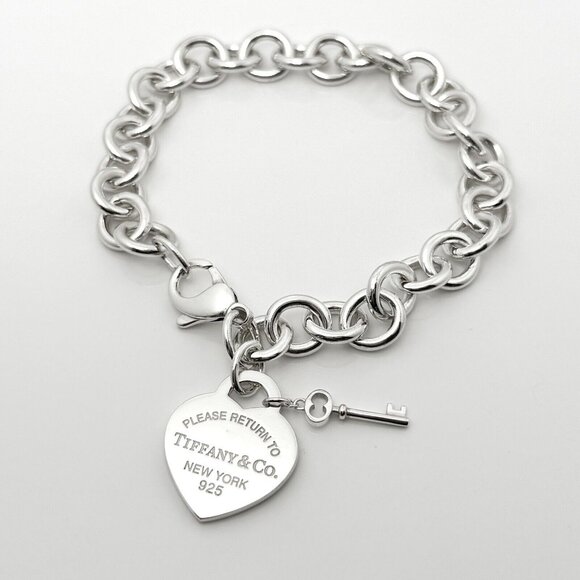 Tiffany & Co. Jewelry - Please Return to Tiffany Heart Tag Charm Key Bracelet Medium 7.5"